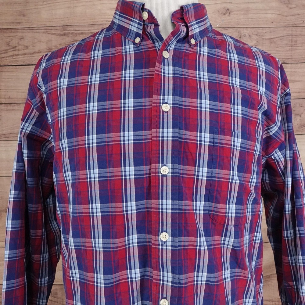 Roundtree & Yorke Trademark Shirt Mens 2XL Red Plaid Long Sleeve Button-Up‎